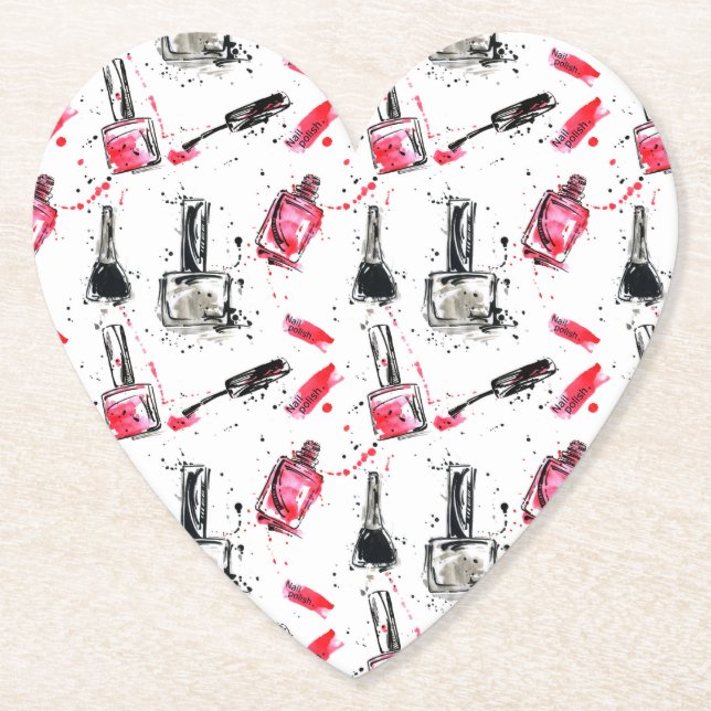 Dessous-de-verre En Papier Motif de vernis à ongles d'aquarelle (Devant)