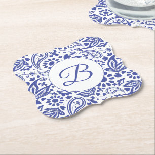 Dessous-de-verre En Papier Motif décorative de Hampton's Blue White Paisley