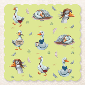 Dessous-de-verre En Papier Motif drôle d'oies – Impression fantaisiste d'oie