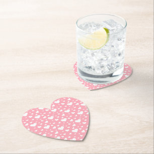Dessous-de-verre En Papier Motif du coeur blanc sur rose