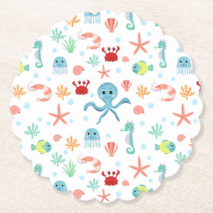 Dessous-de-verre En Papier Motif du monde marin