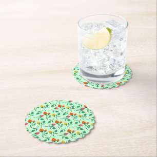 Dessous-de-verre En Papier Motif floral avec fleurs roses colorées