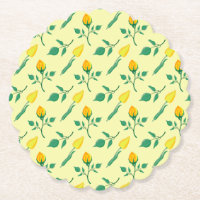 Motif floral avec rose jaune et fleurs de tulipe