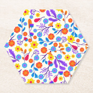 Dessous-de-verre En Papier Motif floral exotique coloré-23146