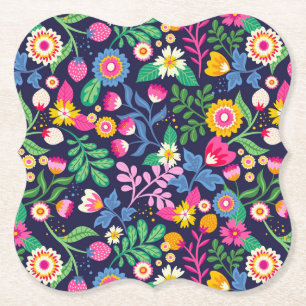 Dessous-de-verre En Papier Motif floral exotique peint à la main
