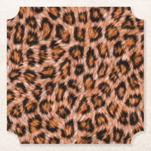 Dessous-de-verre En Papier Motif Fourrure Marron Chat Léopard Jaguar