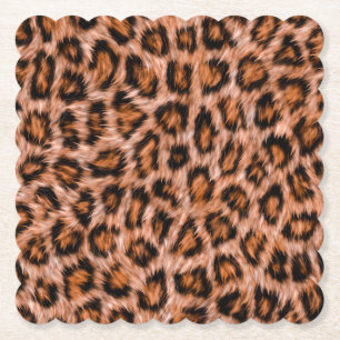 Dessous-de-verre En Papier Motif Fourrure Marron Chat Léopard Jaguar