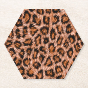 Dessous-de-verre En Papier Motif Fourrure Marron Chat Léopard Jaguar