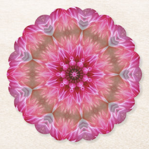 Dessous-de-verre En Papier Motif géométrique à fleurs rose Mandala-67545