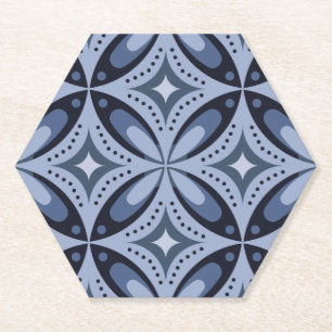 Dessous-de-verre En Papier Motif géométrique bleu de style rétro