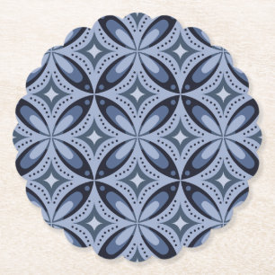 Dessous-de-verre En Papier Motif géométrique bleu de style rétro