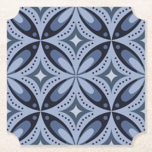 Dessous-de-verre En Papier Motif géométrique bleu de style rétro