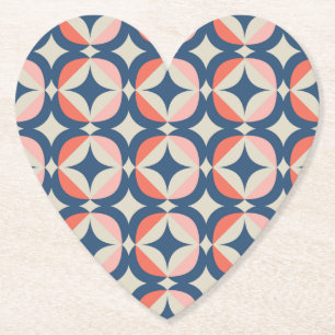 Dessous-de-verre En Papier Motif géométrique bleu et de corail