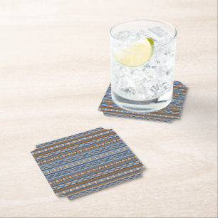 Dessous-de-verre En Papier Motif géométrique bleu et marron de style sud-oues