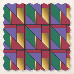 Dessous-de-verre En Papier Motif géométrique Gold violet vert rouge
