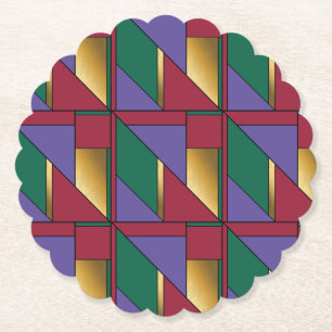Dessous-de-verre En Papier Motif géométrique Gold violet vert rouge