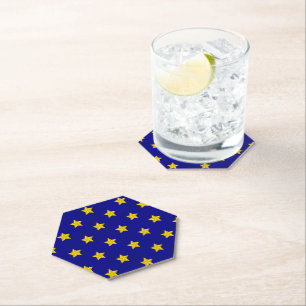 Dessous-de-verre En Papier Motif Gold Stars, Bleu Marine, Exclusive