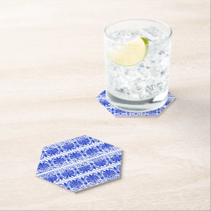 Dessous-de-verre En Papier Motif grec méditerranéen bleu