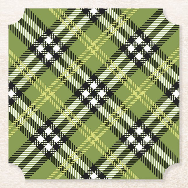 Dessous-de-verre En Papier Motif irlandais vert de plaid (Devant)