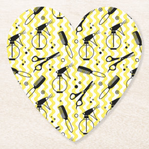 Dessous-de-verre En Papier Motif jaune d'outil de coiffeur