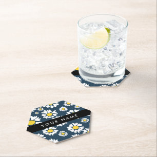 Dessous-de-verre En Papier Motif Marguerite, Marguerites Blanches, Votre Nom