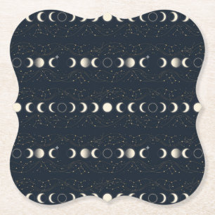 Dessous-de-verre En Papier Motif minimaliste des phases lunaires avec des éto