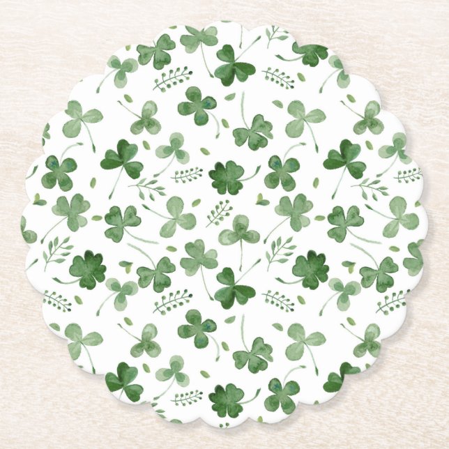 Dessous-de-verre En Papier Motif mou de shamrock d'aquarelle (Devant)