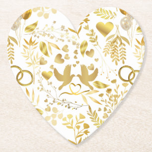 Dessous-de-verre En Papier motif ornementaux mariages en or 02