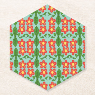Dessous-de-verre En Papier Motif personnalisé de fleurs et de feuilles d'art