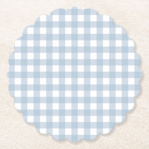 Dessous-de-verre En Papier Motif Plaid En vichy bleu minimaliste