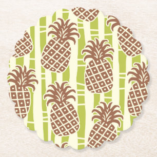 Dessous-de-verre En Papier Motif rayures bambou ananas Tiki
