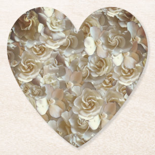Dessous-de-verre En Papier Motif Rose d'Ivoire – Art Floral Élégant