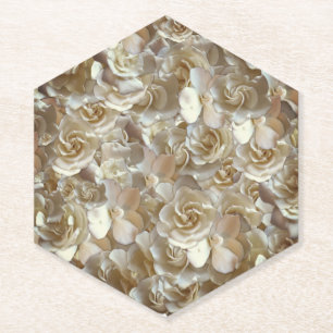 Dessous-de-verre En Papier Motif Rose d'Ivoire – Élégante Art Floral