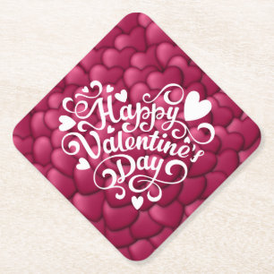 Dessous-de-verre En Papier Motif rouge texture 3D Cœurs-23803
