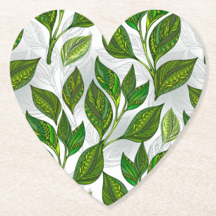 Dessous-de-verre En Papier Motif sans couture avec Feuilles de thé vert