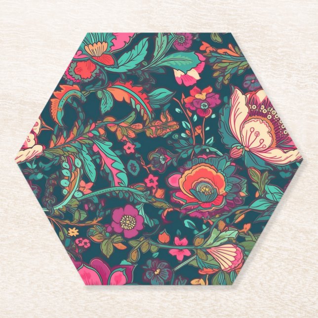 Dessous-de-verre En Papier Motif sans couture rouge (Devant)