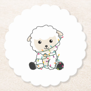 Dessous-de-verre En Papier Moutons Noël Neige Animaux d'hiver Moutons