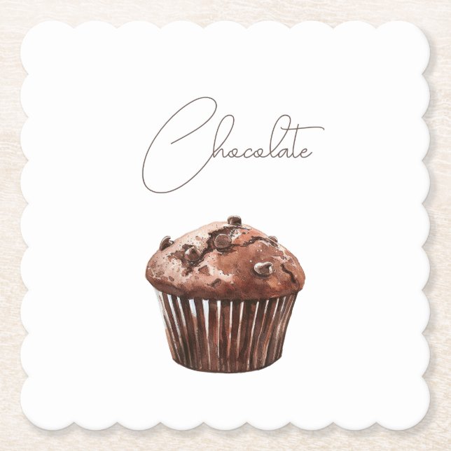 Dessous-de-verre En Papier Muffin Cupcake au Chocolat (Devant)