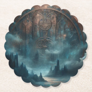 Dessous-de-verre En Papier Mystique Gothique Steampunk - Patine de Cuivre Ble