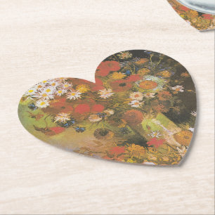Dessous-de-verre En Papier Nature morte florale de Van Gogh Red Poppies & Ros