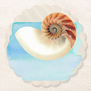 Dessous-de-verre En Papier Nautilus Coquillage et sable