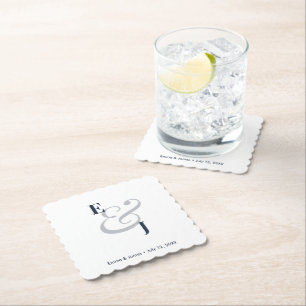 Dessous-de-verre En Papier Navy Ampersand Mariage Cocktail