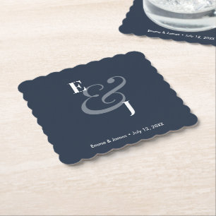 Dessous-de-verre En Papier Navy Ampersand Mariage   Cocktail inversé