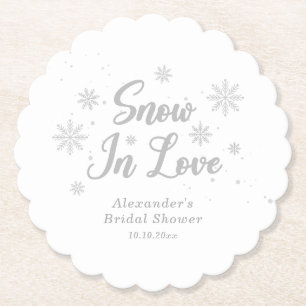 Dessous-de-verre En Papier Neige Blanche d'Hiver fête de mariage d'amour