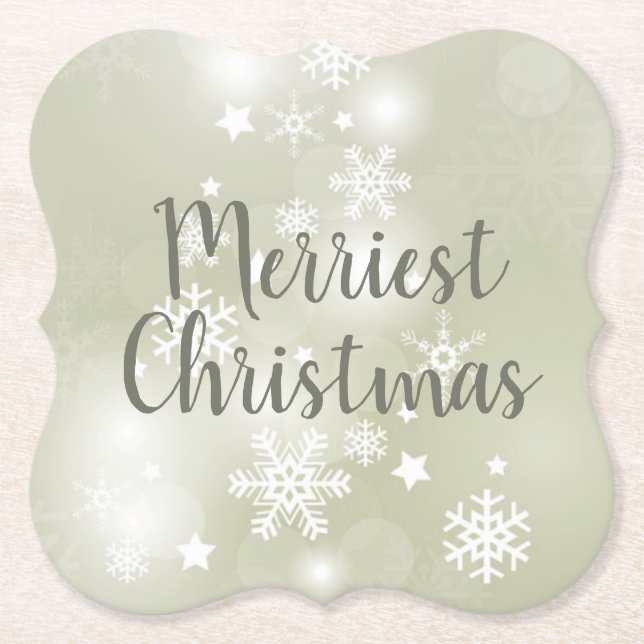 Dessous-de-verre En Papier Neige sur Sage Elégante Aquarelle Abstraite (Devant)