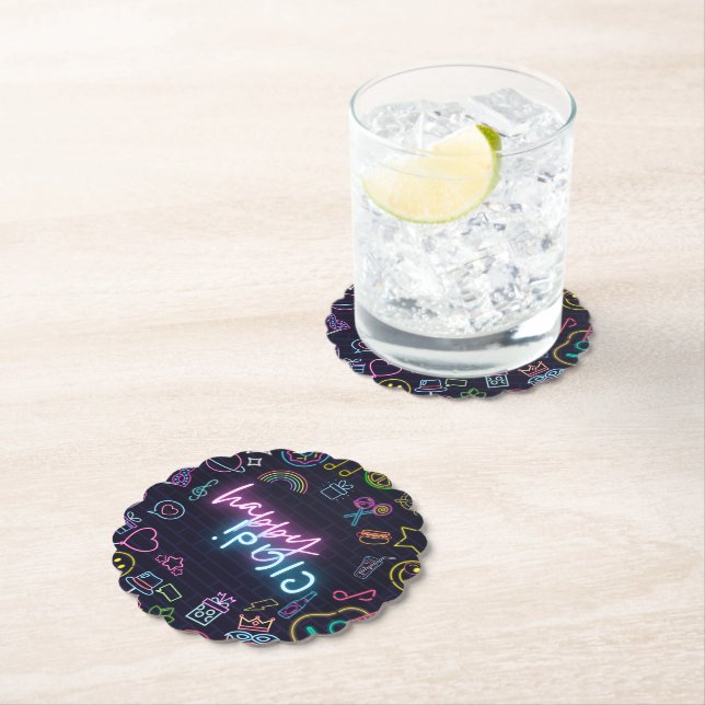 Dessous-de-verre En Papier Neon Purim (En situation)