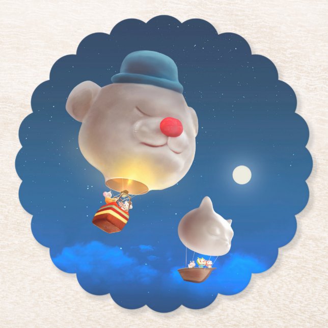 Dessous-de-verre En Papier Night Sky Balloon Adventure (Devant)