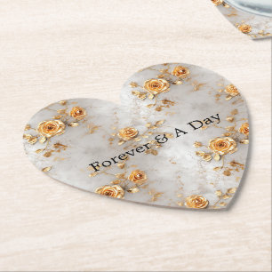 Dessous-de-verre En Papier Noces Roses Or Perle