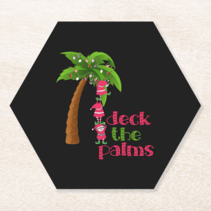 Dessous-de-verre En Papier NOËL À LA PLAGE graphique SANTAS ELVES PALM