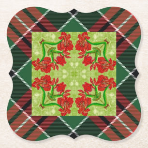 Dessous-de-verre En Papier Noël Amaryllis Plaid Dessous de verre